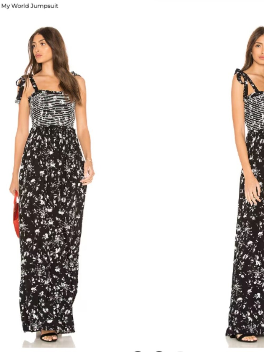 Free People Color My World Jumpsuit Black and White Floral Tie-Strap Wide Leg - Picture 7 of 7
